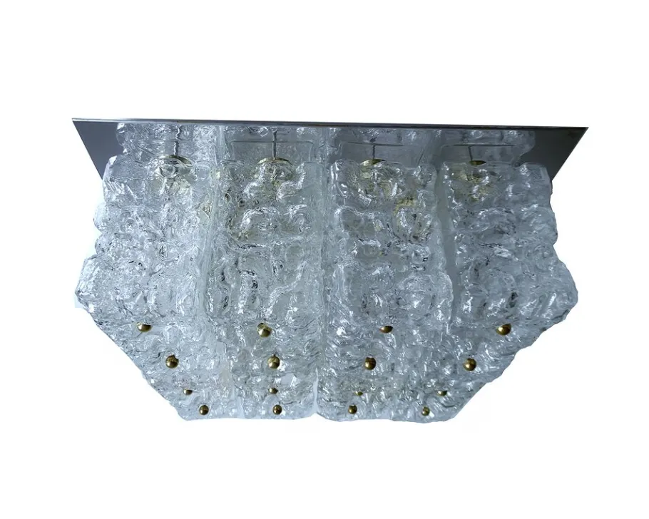 Clearance Pamono Large Glass Ceiling Lamp from Limburg