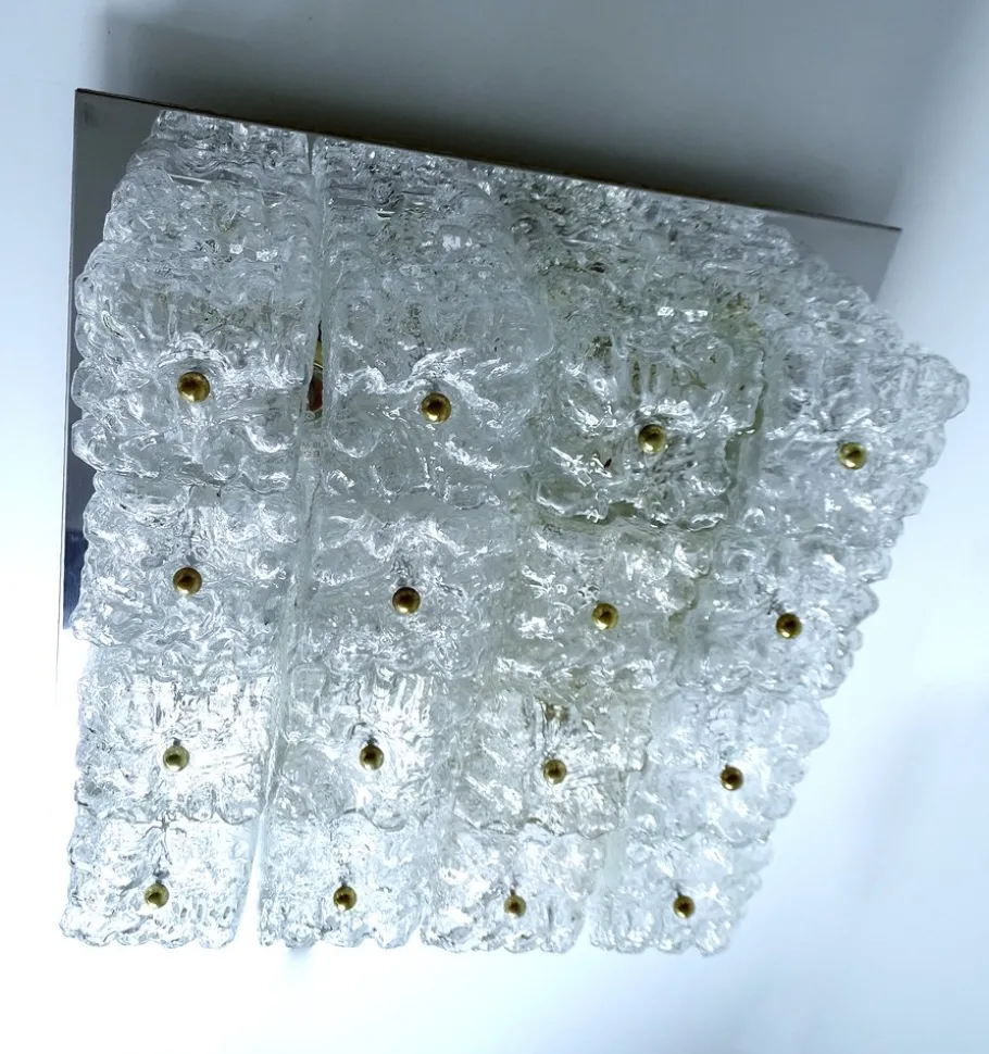 Clearance Pamono Large Glass Ceiling Lamp from Limburg