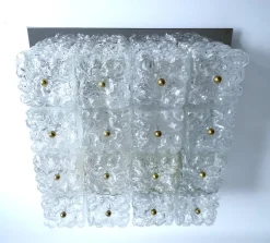 Clearance Pamono Large Glass Ceiling Lamp from Limburg