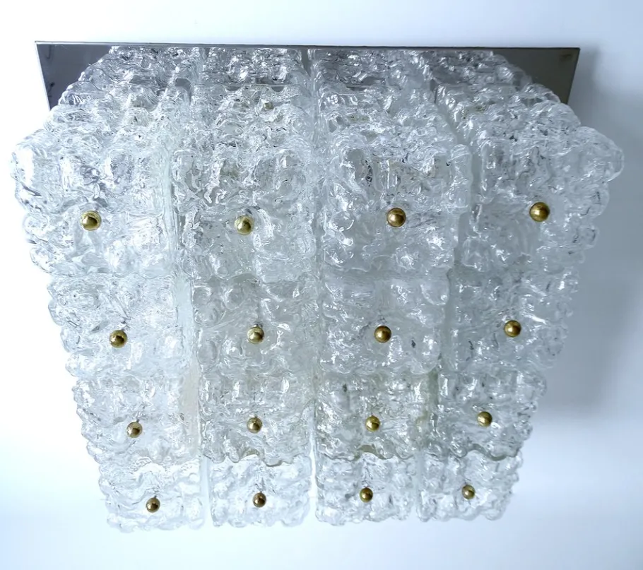 Clearance Pamono Large Glass Ceiling Lamp from Limburg