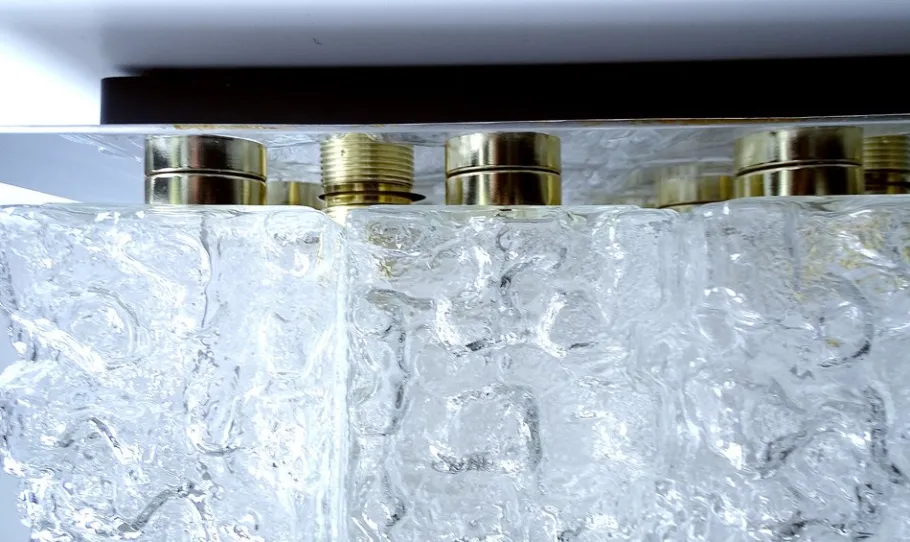 Clearance Pamono Large Glass Ceiling Lamp from Limburg