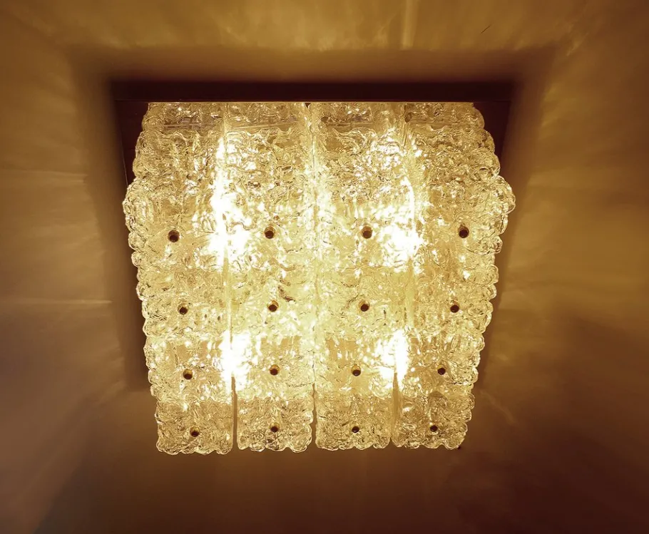 Clearance Pamono Large Glass Ceiling Lamp from Limburg