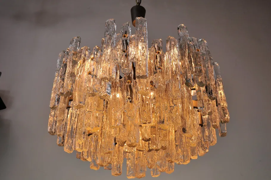 Best Pamono Large Glass Chandelier by J.T. Kalmar for Kalmar Franken KG, 1970s