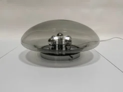 New Pamono Large Glass Dome and Chrome Five-Light Plafoniere Wall Lamp from Limburg Glashütte, 1960s