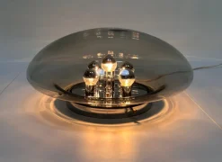 New Pamono Large Glass Dome and Chrome Five-Light Plafoniere Wall Lamp from Limburg Glashütte, 1960s