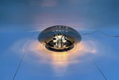 New Pamono Large Glass Dome and Chrome Five-Light Plafoniere Wall Lamp from Limburg Glashütte, 1960s