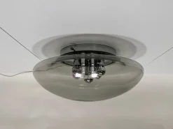 New Pamono Large Glass Dome and Chrome Five-Light Plafoniere Wall Lamp from Limburg Glashütte, 1960s