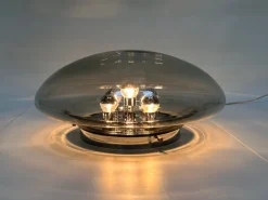 New Pamono Large Glass Dome and Chrome Five-Light Plafoniere Wall Lamp from Limburg Glashütte, 1960s