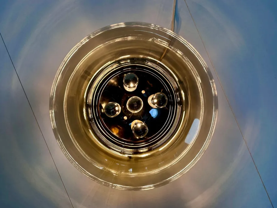 New Pamono Large Glass Dome and Chrome Five-Light Plafoniere Wall Lamp from Limburg Glashütte, 1960s