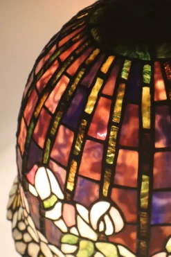 Online Pamono Large Glass Mosaic Table Lamp with Bronze Water Lily Lamp Base in the style of Tiffany