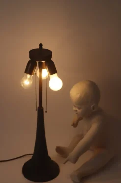 Online Pamono Large Glass Mosaic Table Lamp with Bronze Water Lily Lamp Base in the style of Tiffany