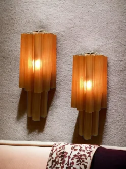 Online Pamono Large Glass Tube Terracotta Colored Sconces, 1970s, Set of 2