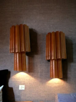 Online Pamono Large Glass Tube Terracotta Colored Sconces, 1970s, Set of 2