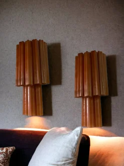 Online Pamono Large Glass Tube Terracotta Colored Sconces, 1970s, Set of 2