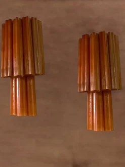Online Pamono Large Glass Tube Terracotta Colored Sconces, 1970s, Set of 2