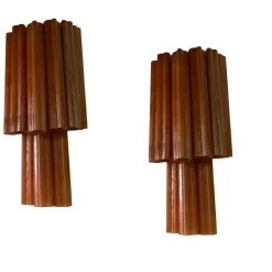 Online Pamono Large Glass Tube Terracotta Colored Sconces, 1970s, Set of 2