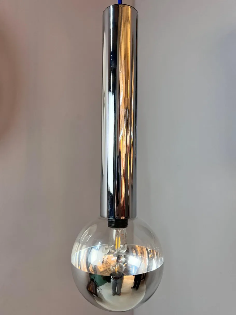 Hot Pamono Large Globe Pendant in Chrome by Motoko Ishii for Staff