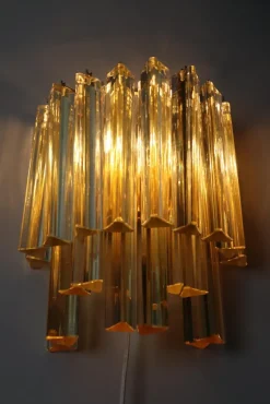 Discount Pamono Large Golden Yellow Glass Bars Wall Lamp by Paolo Venini, 1960s