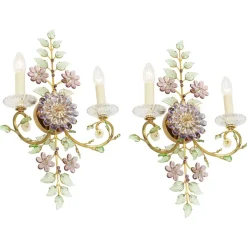 Online Pamono Large Gorgeous Flower Sconces Gilt Faceted Crystal Glass Bagues from Palwa, 1970s, Set of 2
