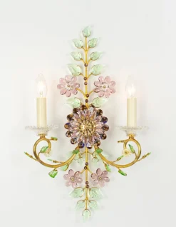 Online Pamono Large Gorgeous Flower Sconces Gilt Faceted Crystal Glass Bagues from Palwa, 1970s, Set of 2