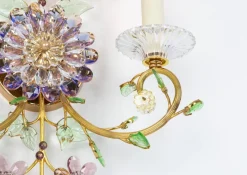 Online Pamono Large Gorgeous Flower Sconces Gilt Faceted Crystal Glass Bagues from Palwa, 1970s, Set of 2