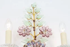 Online Pamono Large Gorgeous Flower Sconces Gilt Faceted Crystal Glass Bagues from Palwa, 1970s, Set of 2