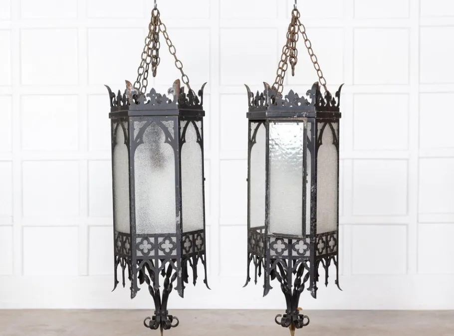Best Pamono Large Gothic Revival Church Lanterns, 1900s, Set of 2