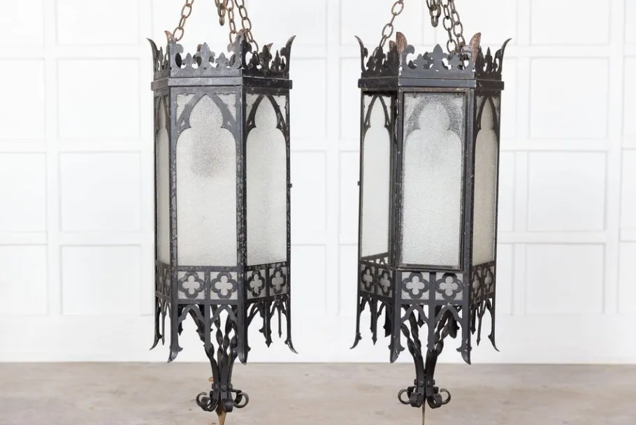 Best Pamono Large Gothic Revival Church Lanterns, 1900s, Set of 2