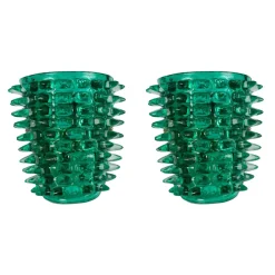 Sale Pamono Large Green Murano Glass Wall Lamps with Spikes and Gold Finish Frames, 1990s, Set of 2