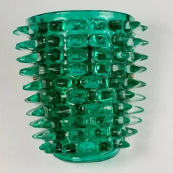 Sale Pamono Large Green Murano Glass Wall Lamps with Spikes and Gold Finish Frames, 1990s, Set of 2