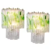 New Pamono Large Green Murano Glass Wall Lamps from Mazzega, Italy, 1970s, Set of 2