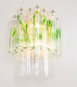 New Pamono Large Green Murano Glass Wall Lamps from Mazzega, Italy, 1970s, Set of 2