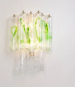New Pamono Large Green Murano Glass Wall Lamps from Mazzega, Italy, 1970s, Set of 2