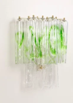 New Pamono Large Green Murano Glass Wall Lamps from Mazzega, Italy, 1970s, Set of 2