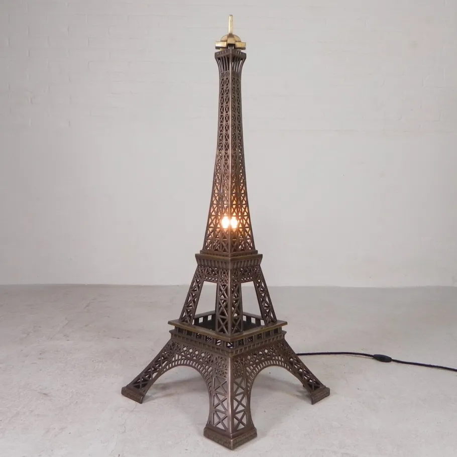 Clearance Pamono Large High Bronze Eiffel Tower with Lighting, 1970s
