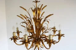 Discount Pamono Large Hollywood Regency Sheaf of Wheat 8-Arm Chandelier by Hans Kögl, 1970s