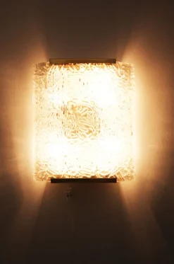 Online Pamono Large Ice Glass Sconce from J.T. Kalmar