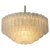 Clearance Pamono Large Ice Glass Tube Chandelier from Doria, Germany, 1960s