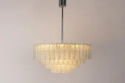 Clearance Pamono Large Ice Glass Tube Chandelier from Doria, Germany, 1960s