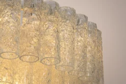 Clearance Pamono Large Ice Glass Tube Chandelier from Doria, Germany, 1960s