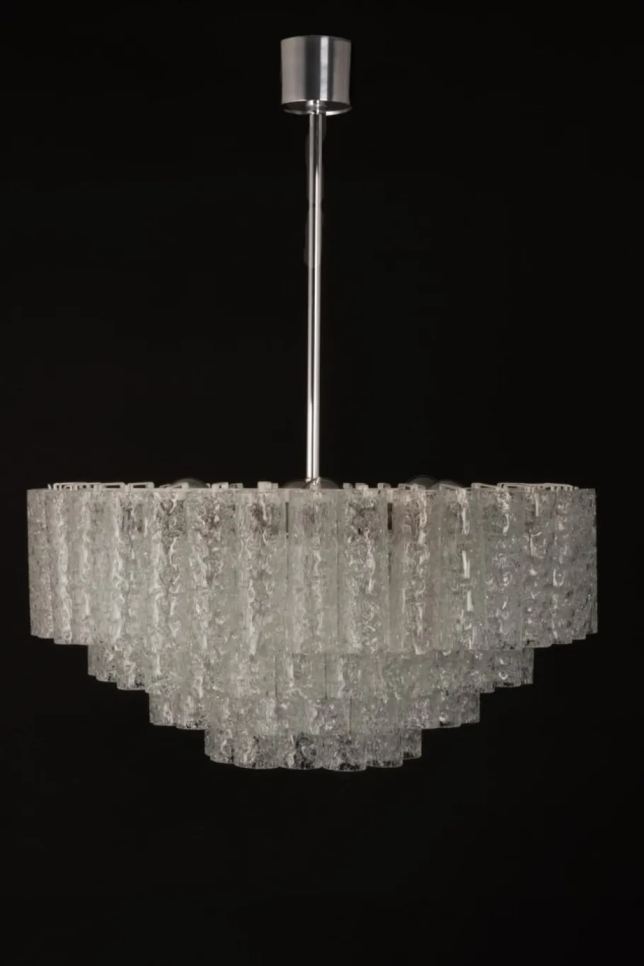 Clearance Pamono Large Ice Glass Tube Chandelier from Doria, Germany, 1960s