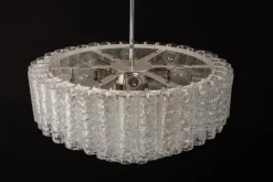 Clearance Pamono Large Ice Glass Tube Chandelier from Doria, Germany, 1960s