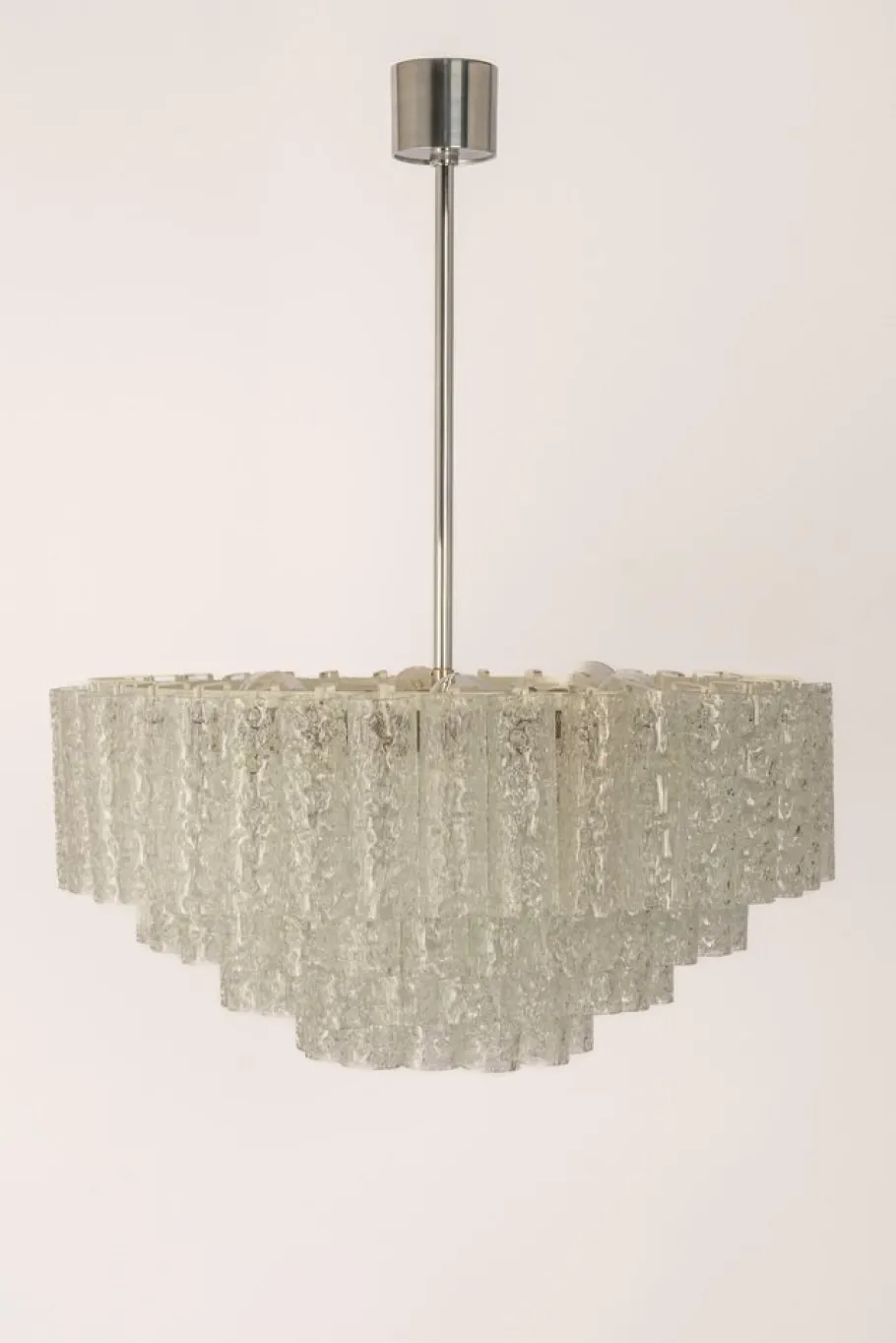 Clearance Pamono Large Ice Glass Tube Chandelier from Doria, Germany, 1960s