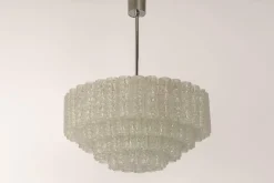 Clearance Pamono Large Ice Glass Tube Chandelier from Doria, Germany, 1960s