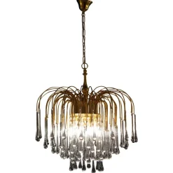 New Pamono Large Iridescent Murano Glass Drops Chandelier in the Style of Venini, 1970s