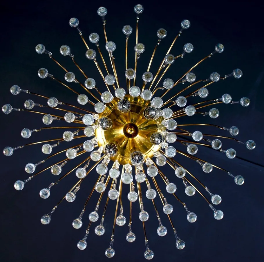 New Pamono Large Iridescent Murano Glass Drops Chandelier in the Style of Venini, 1970s