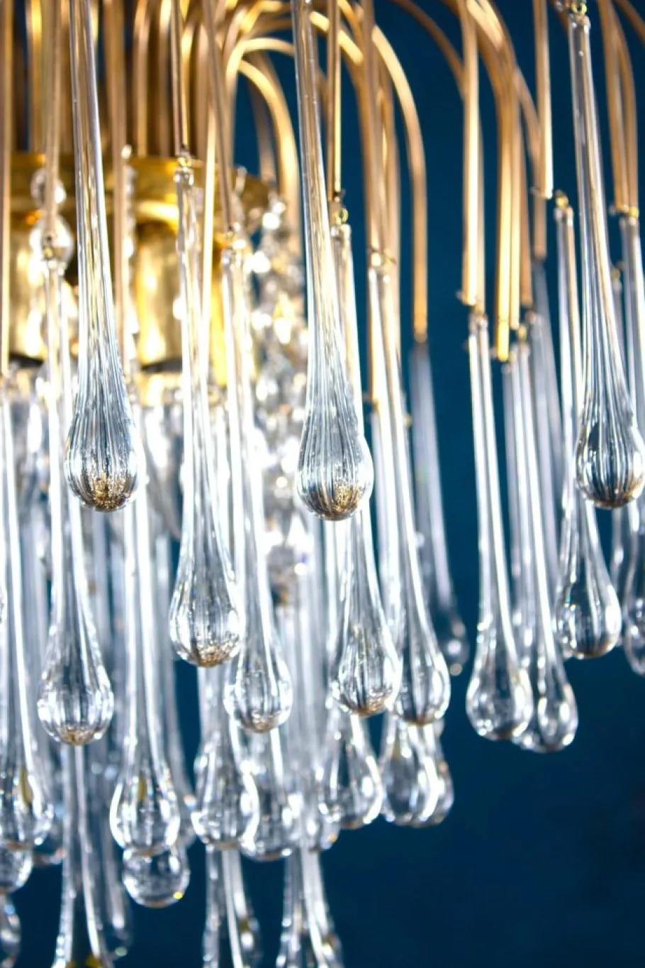 New Pamono Large Iridescent Murano Glass Drops Chandelier in the Style of Venini, 1970s