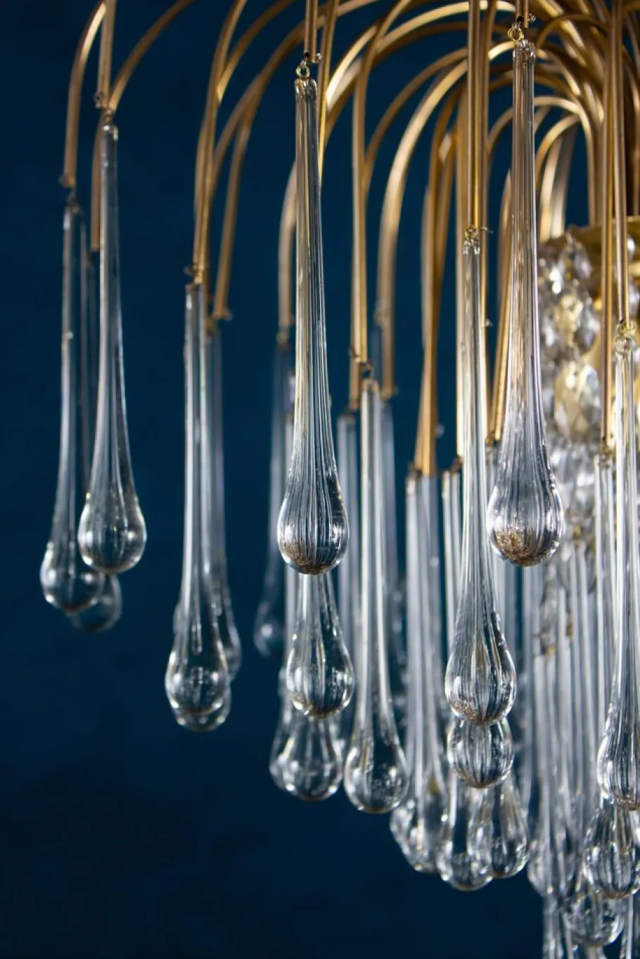 New Pamono Large Iridescent Murano Glass Drops Chandelier in the Style of Venini, 1970s