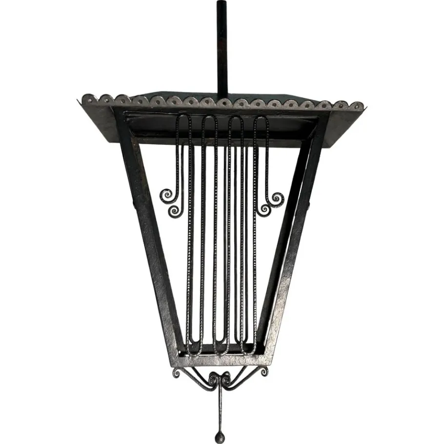 New Pamono Large Italian Art Deco Wrought Iron Lantern in the style of Paolo Buffa, 1940s