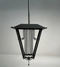 New Pamono Large Italian Art Deco Wrought Iron Lantern in the style of Paolo Buffa, 1940s